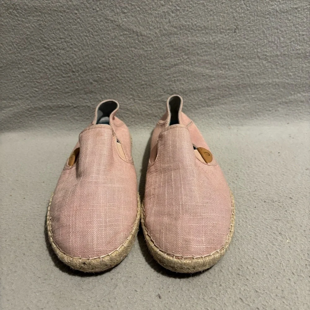 OluKai Kaula Pa’a Kapa Canvas Pink Rose Sea Salt Loafers Slip on Shoes size 6.5
